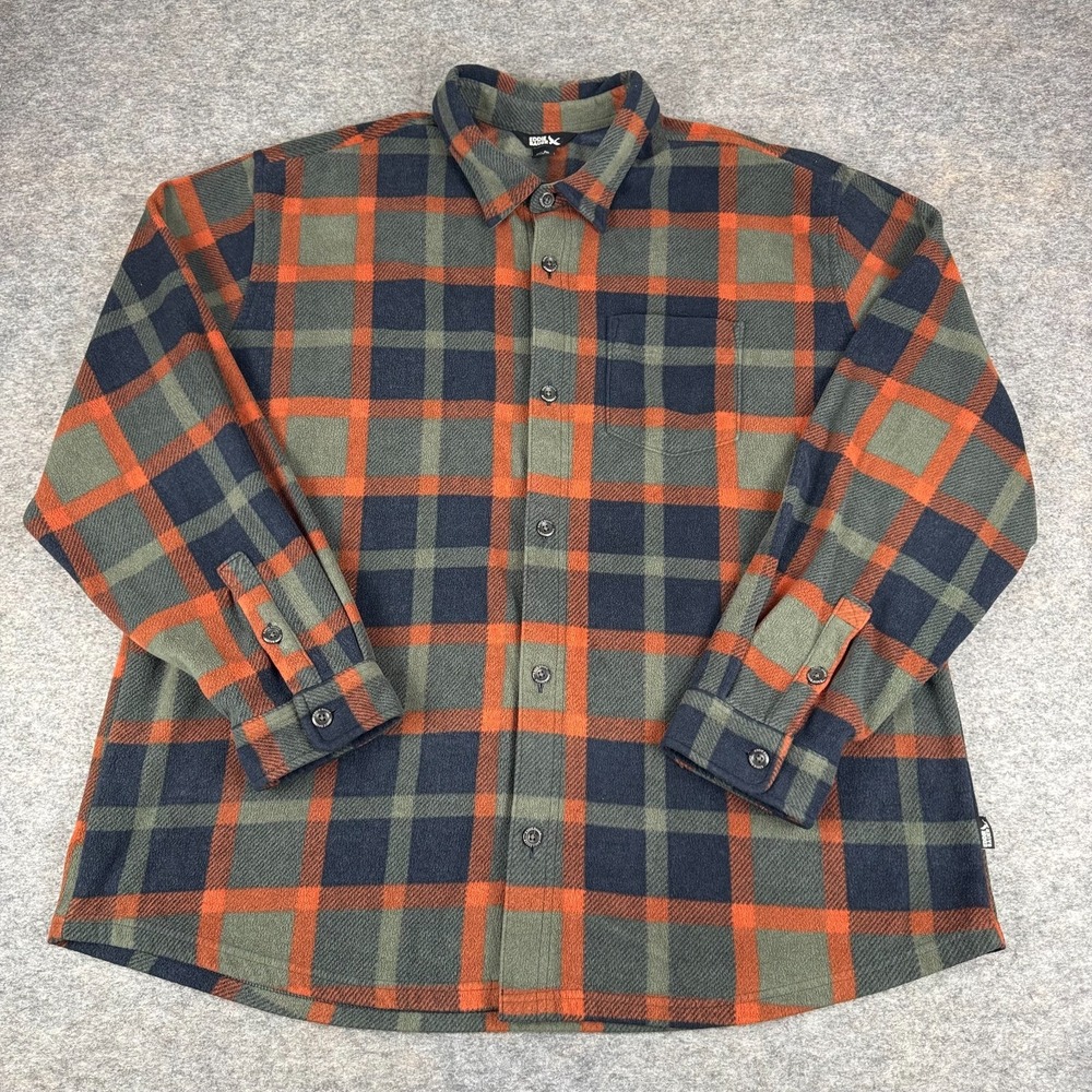 Eddie Bauer Fast Fleece Button Up Shirt Long Sleeve Plaid Pocket Mens 2XL XXL
